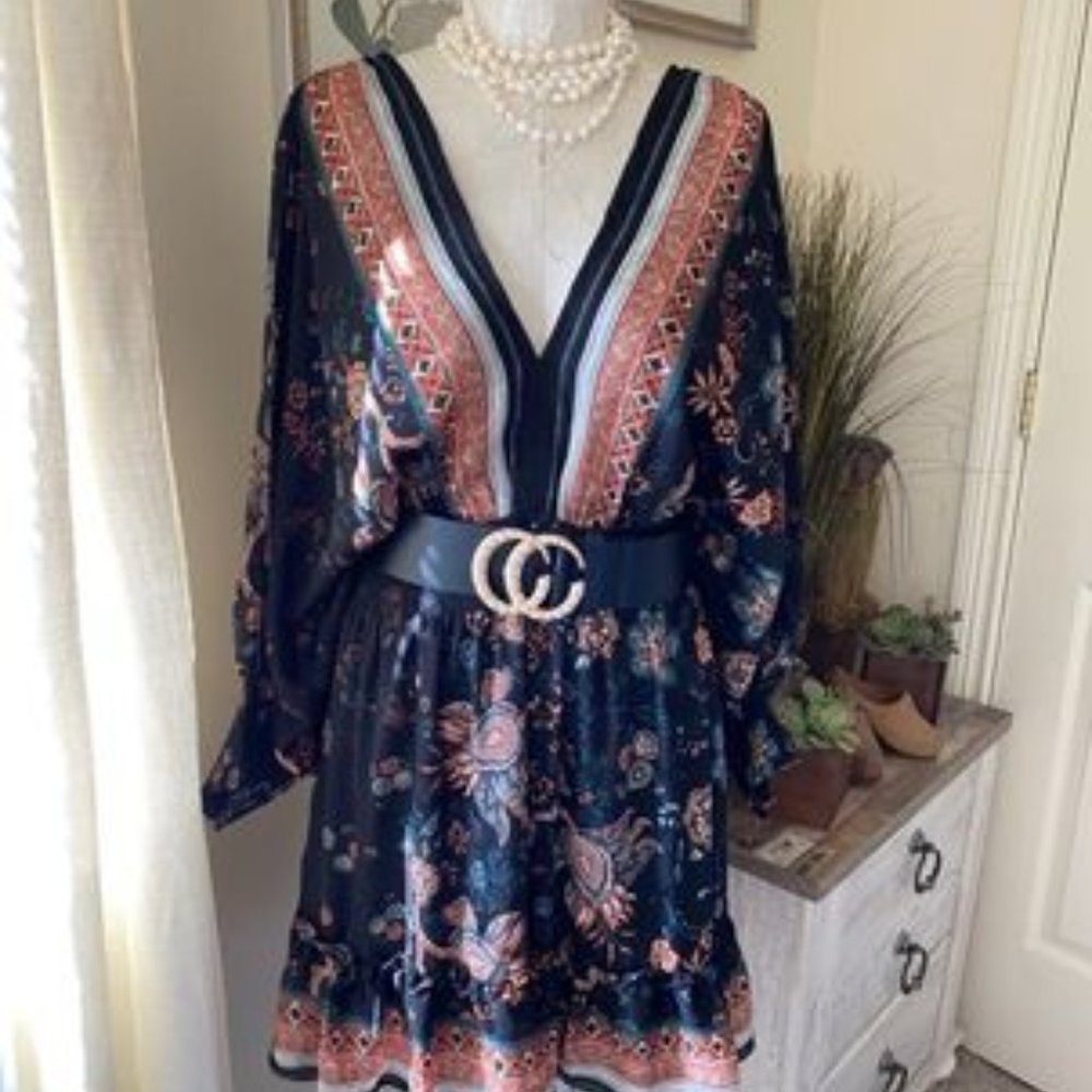 Floral Print Kimono Dress
